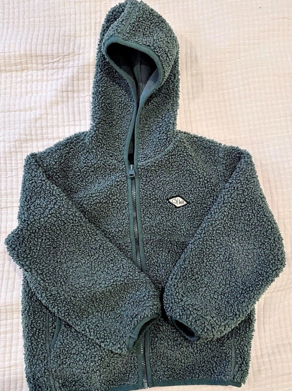 Zara Teddy Fleece Hooded Jacket Green